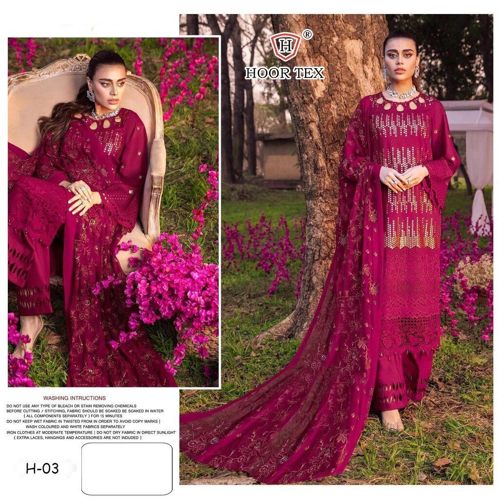 HOOR TEX H 03 PINK SALWAR KAMEEZ FOX GEORGETTE