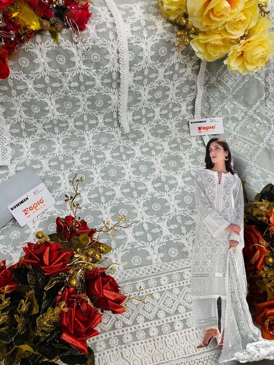 FEPIC ROSEMEEN IMAGE CHIKANKARI COLLECTION 46026 CATALOGUE SALWAR KAMEEZ