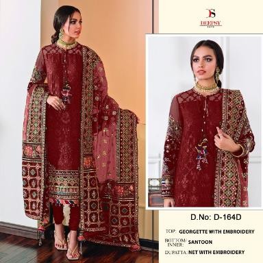 DEEPSY SUITS D 164C RED PAKISTANI DESIGNER SUITS DEALER