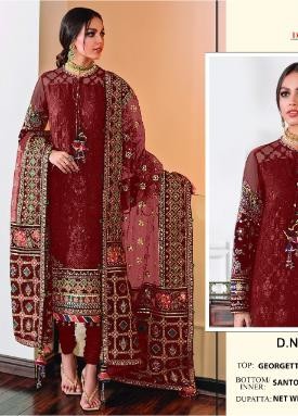 DEEPSY SUITS D 164C RED PAKISTANI DESIGNER SUITS DEALER
