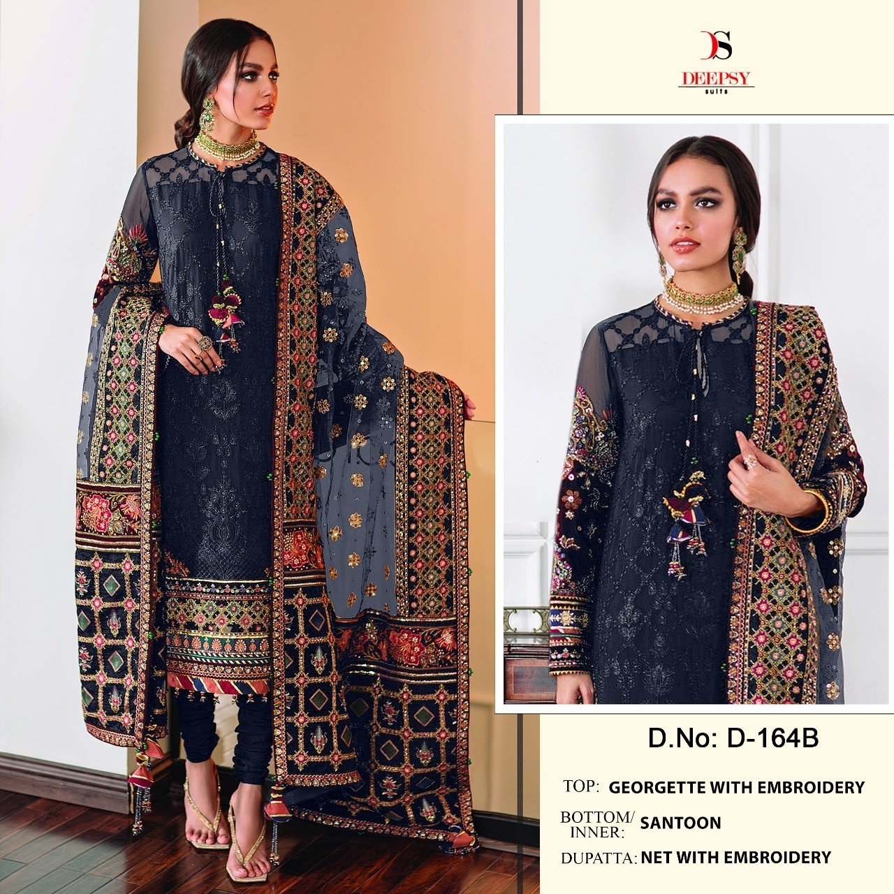DEEPSY SUITS D 164B PAKISTANI DESIGNER SUITS SINGLE