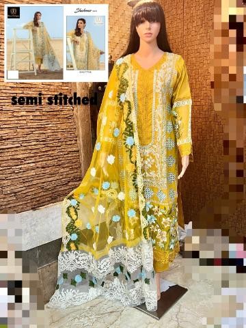 ZIAAZ DESIGNS 7773 B SHAHNAZ VOL 6 YELLOW DRESS SEMI STITCHED