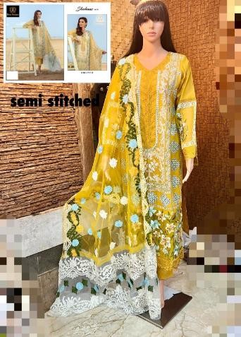 ZIAAZ DESIGNS 7773 B SHAHNAZ VOL 6 YELLOW DRESS SEMI STITCHED