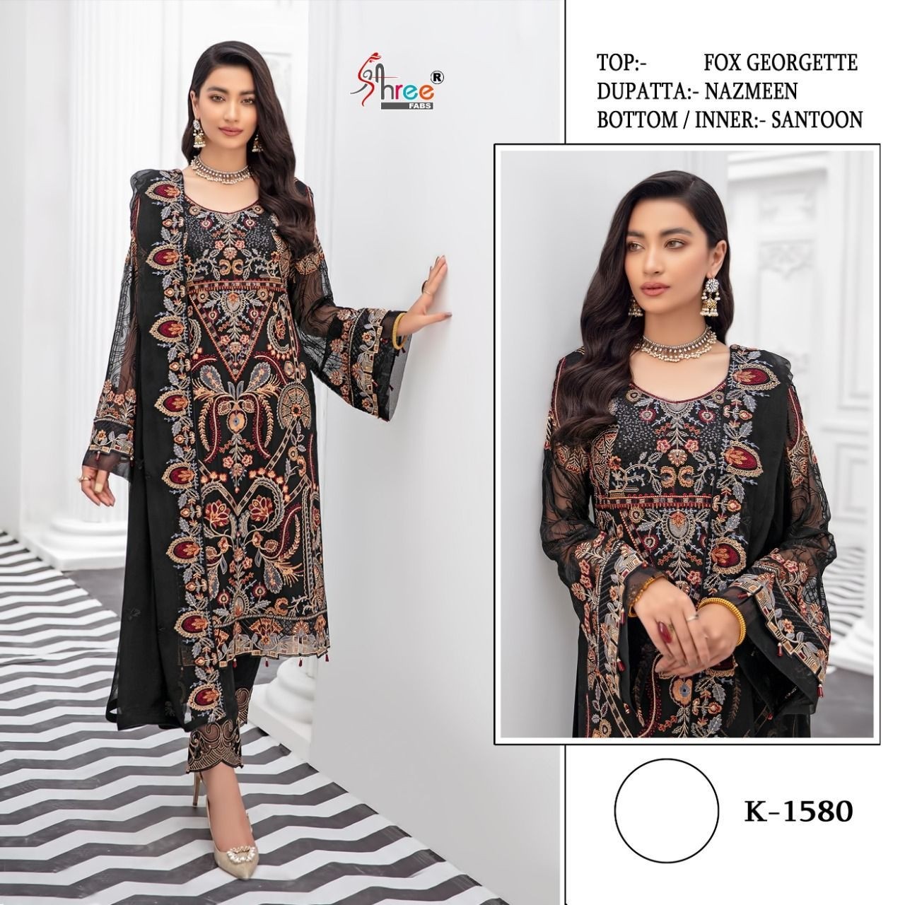 SHREE FABS K 1580 BLACK SUITS PAKISTANI COLLECTION