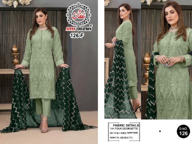 AFFAN CREATION 126 F GREEN PAKISTANI DRESS ONILINE 