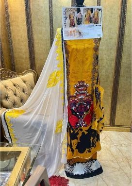 ZUNAIRAH FABS ZF 20 LUXURY EMBROIDERIED COLLECTION YELLOW COTTON DRESS