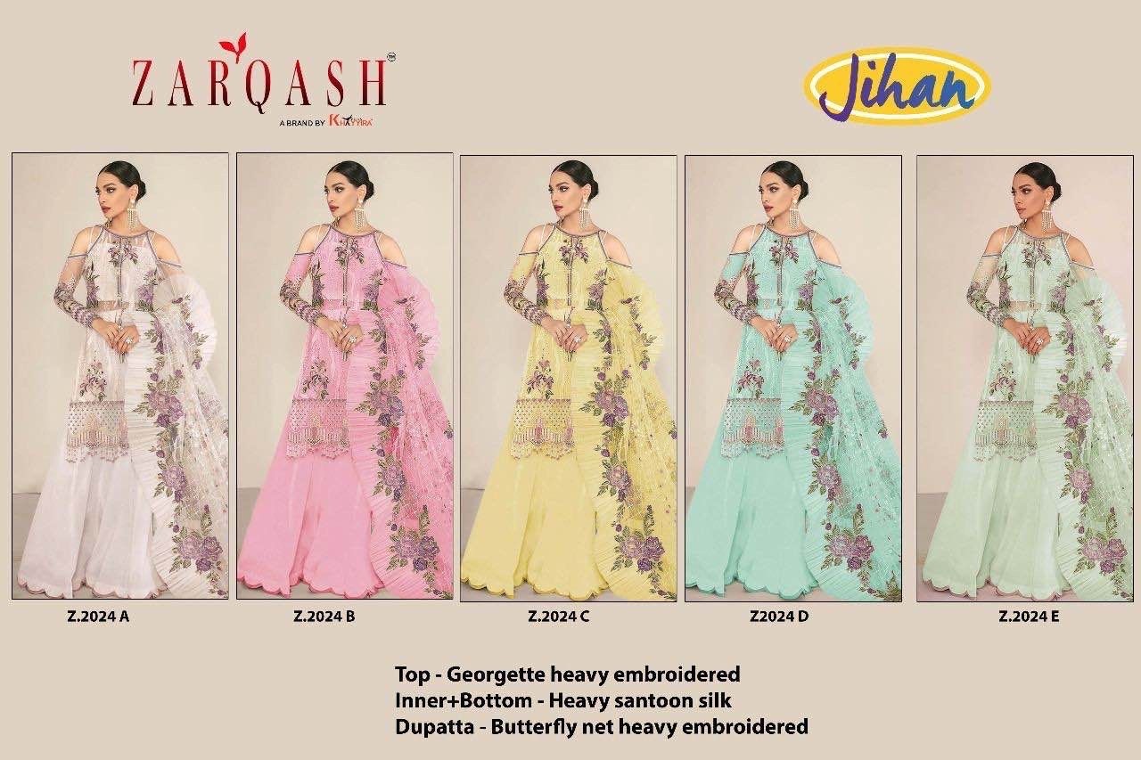 ZARAQASH JIHAN Z 2024A TO Z2024E SALWAR KAMEEZ WHOLESALER SINGLE