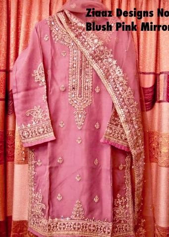 ZIAAZ DESIGNS NOOR BLUSH PINK MIRROR PAKISTANI SUITS MANUFACTURER