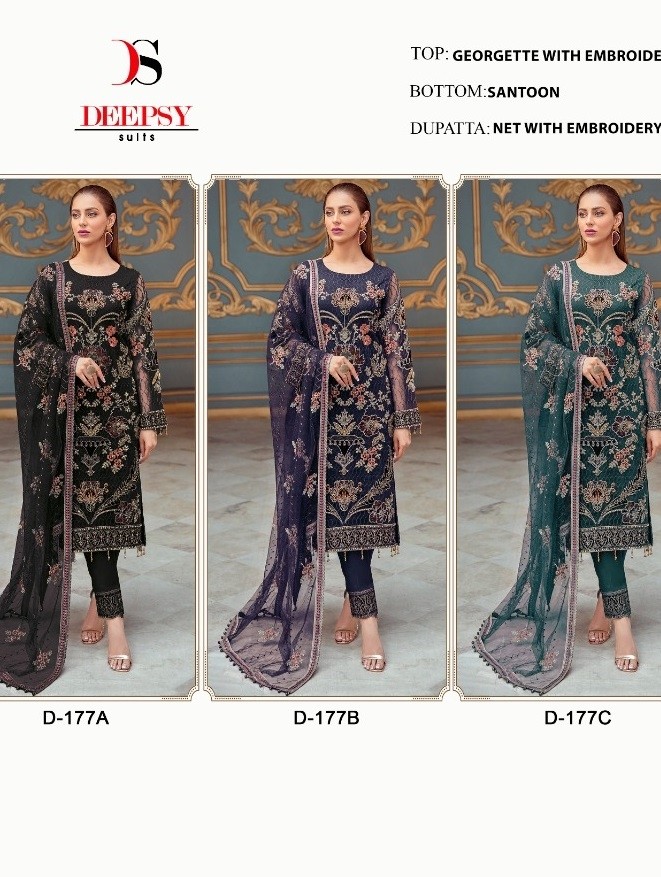 DEEPSY SUITS 177A TO 177C PAKISTANI SALWAR KAMEEZ MANUFACTURER