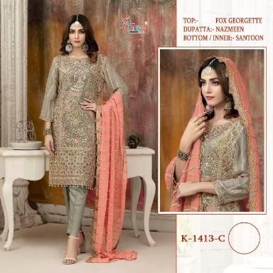 SHREE FABS K 1413 C PAKISTANI DESIGNER SUITS SINGLE