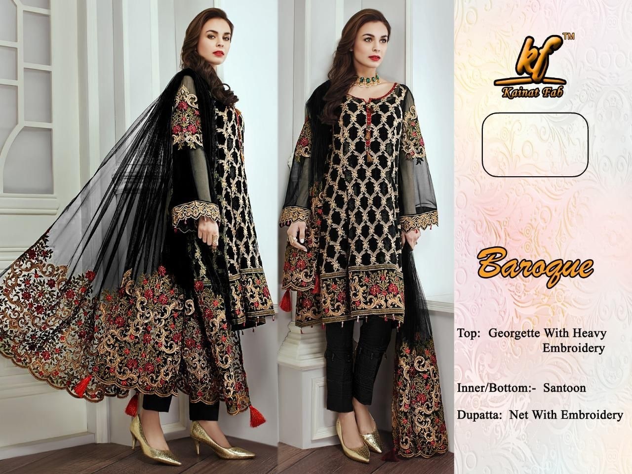 KAINAT FAB BARAGUE BLACK DRESS SALWAR KAMEEZ WHOLESALE