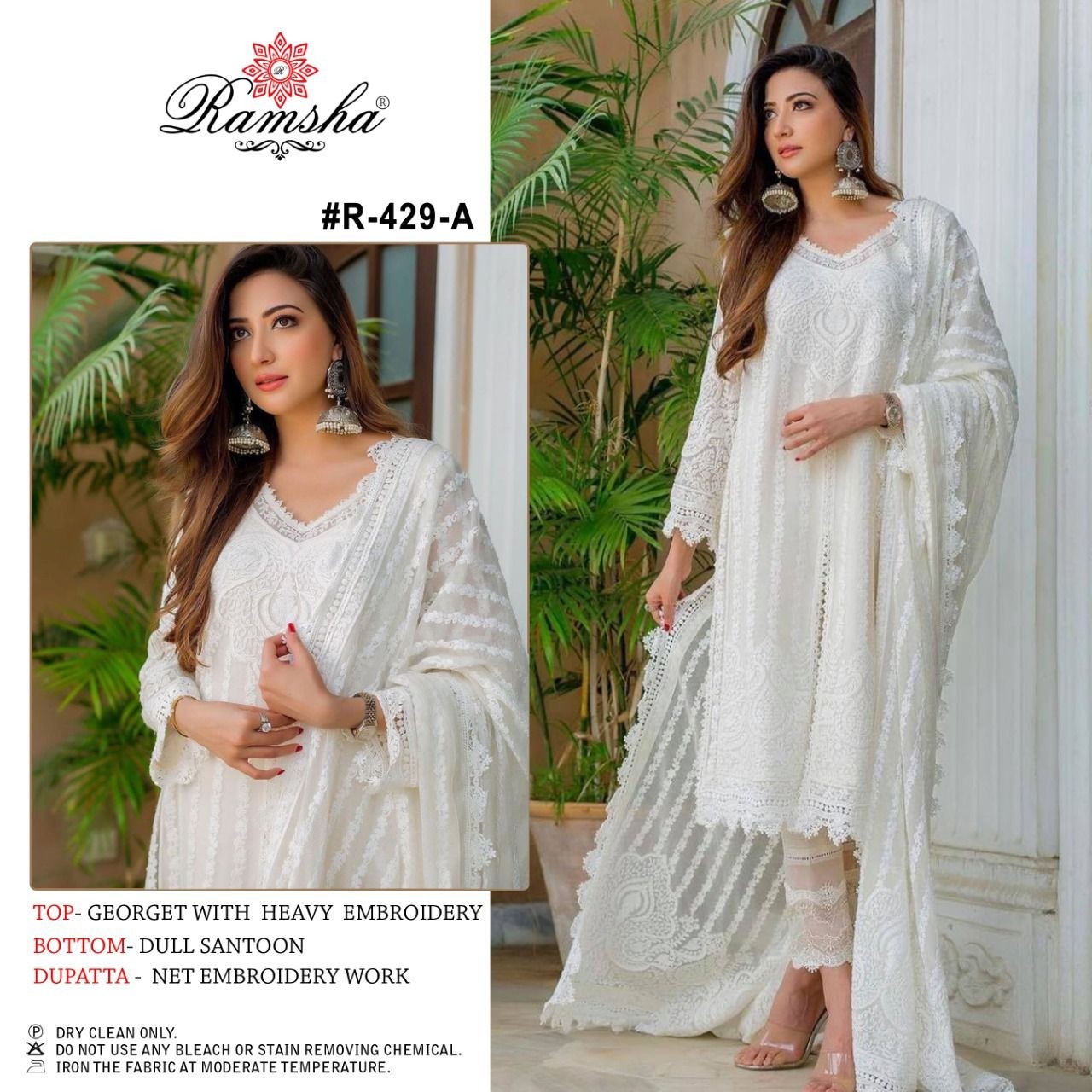 RAMSHA R 429 A PAKISTANI DESIGNER SUITS WHOLESALER