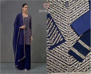 HOOR TEX 16012 D NAFIZA COLOUR GOLD VOL 16 BLUE PAKISTANI SALWAR KAMEEZ