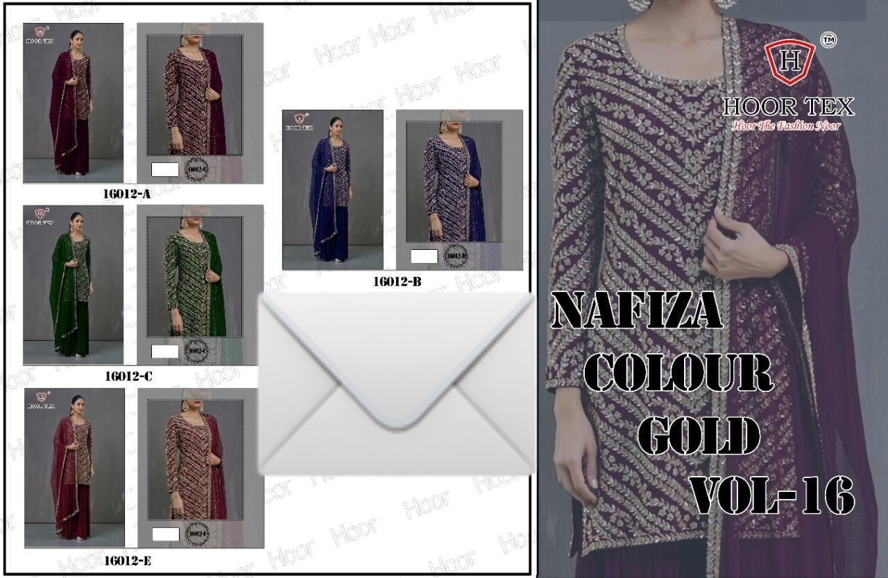 HOOR TEX 16012 D NAFIZA COLOUR GOLD VOL 16 BLUE PAKISTANI SALWAR KAMEEZ