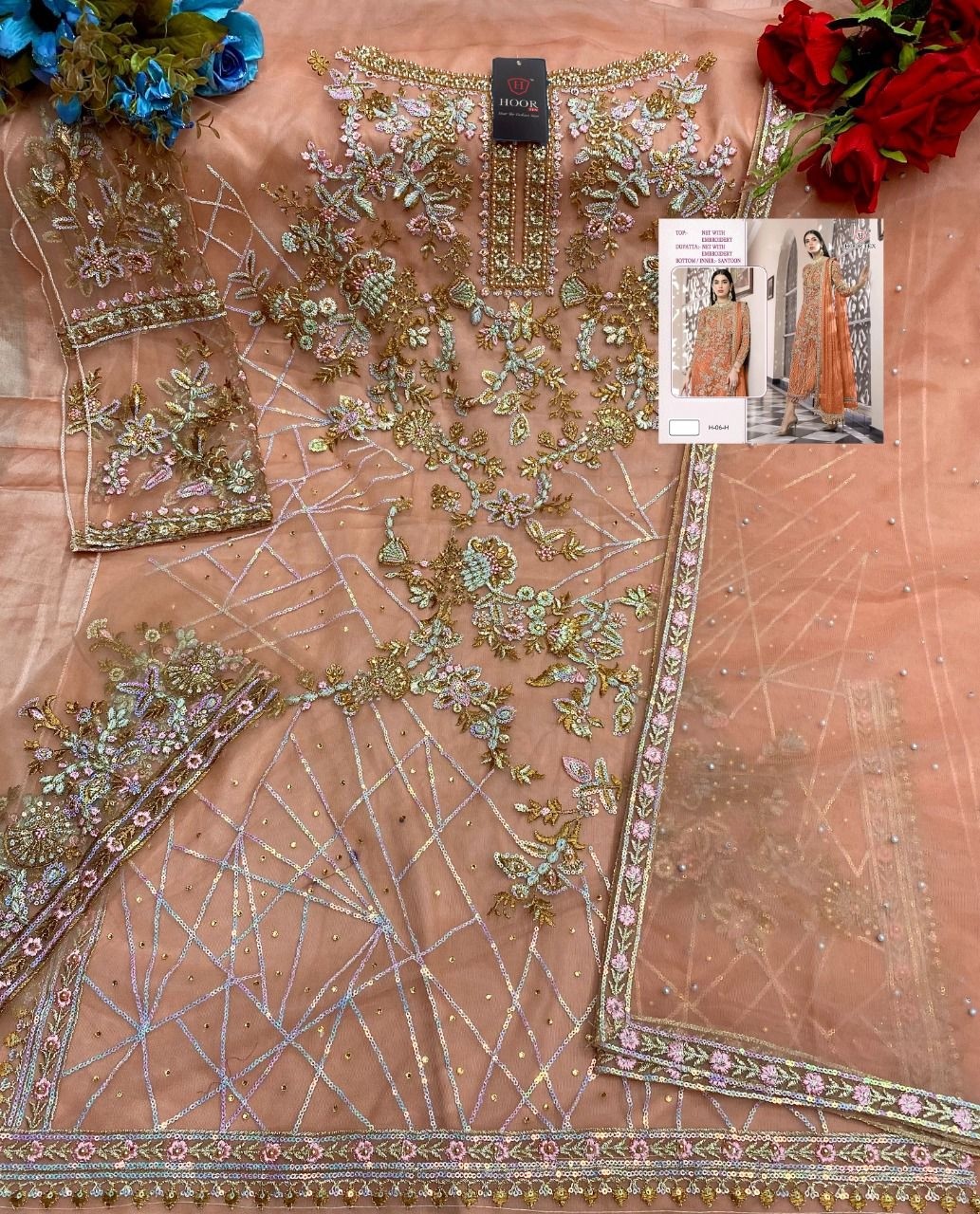 HOOR TEX H 06G TO H 06L PAKISTANI SUITS BY SINGLE