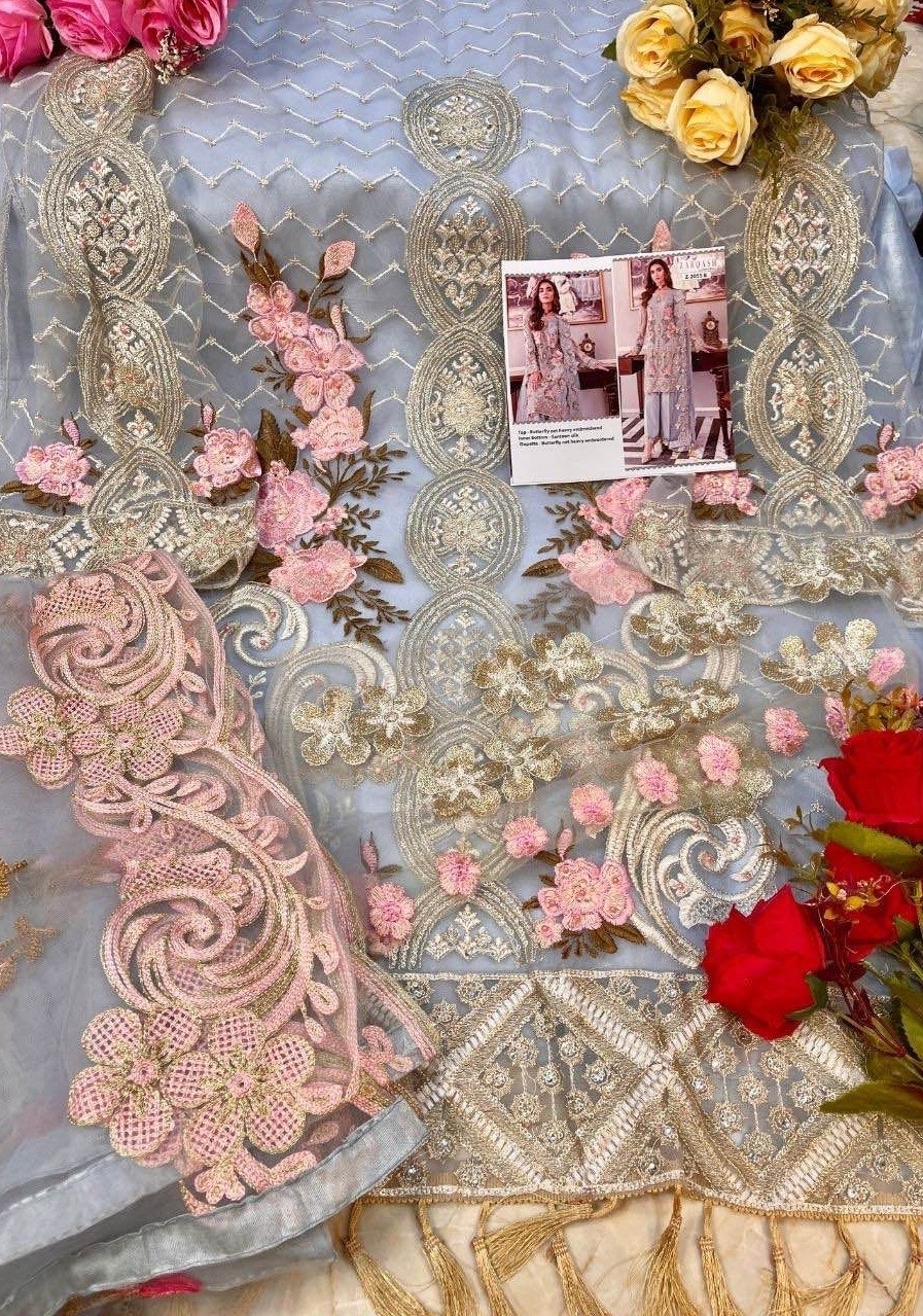 ZARAQASH ANGELICA Z 2055 B GREY PAKISTANI SALWAR KAMEEZ WITH PRICE