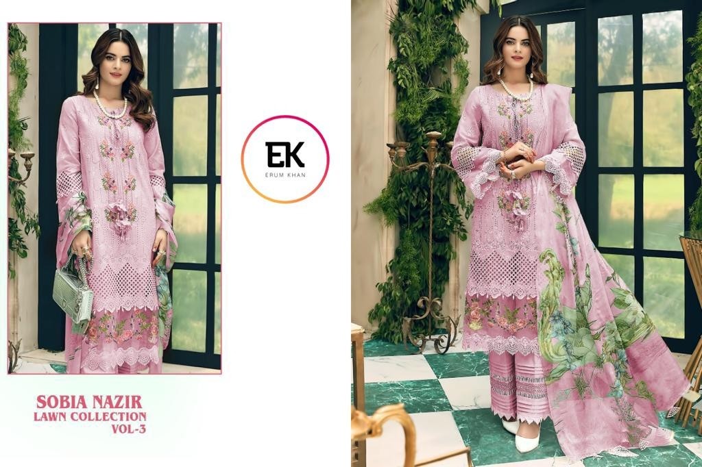 ERUM KHAN SOBIA NAZIR LAWN COLLECTION VOL 3 PINK SALWAR KAMEEZ ONLINE