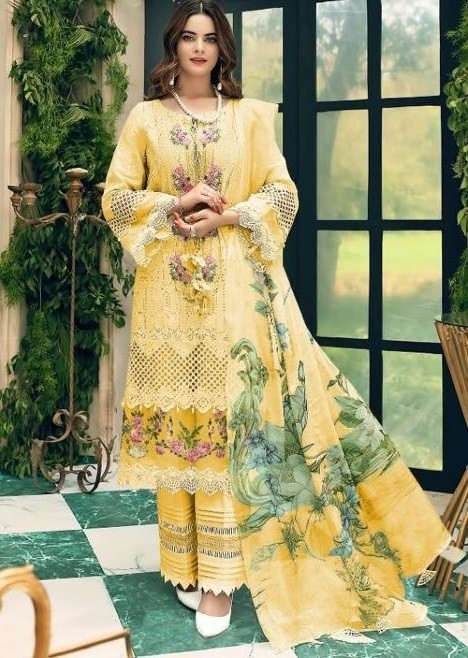 ERUM KHAN SOBIA NAZIR LAWN COLLECTION VOL 3 YELLOW SALWAR KAMEEZ ONLINE
