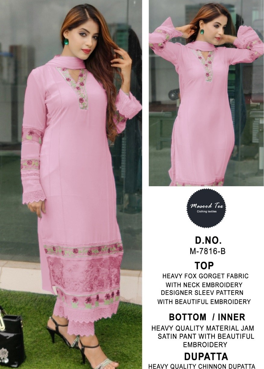 MASOOD TEX M 7816 B PAKISTANI DESIGNER KURTIS WITH PRICE