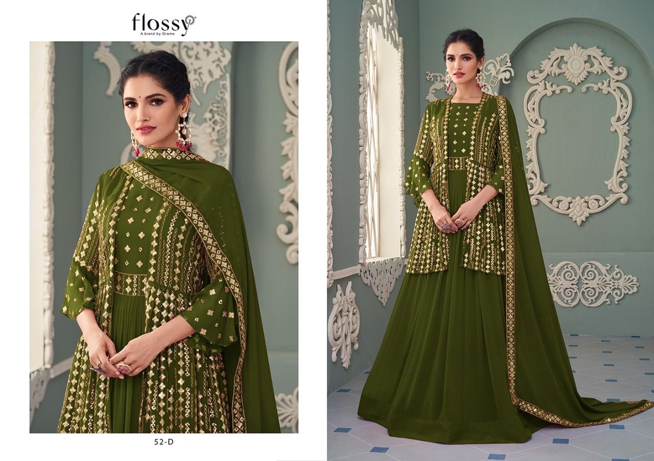 FLOSSY 52 A TO 52 D NAKSH COLOUR PLUS VOL 2 PAKISTANI SUITS SINGLE WITH PRICE