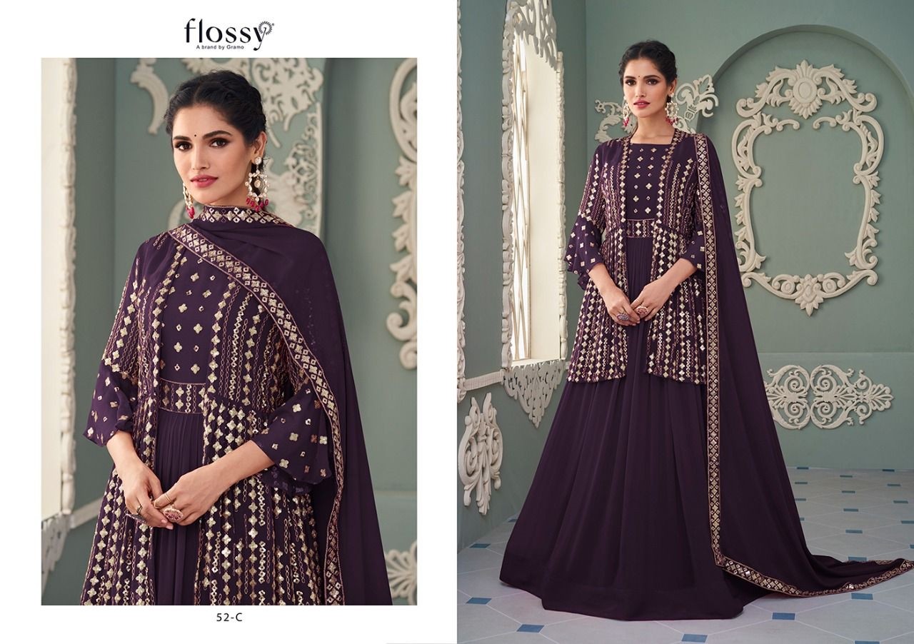 FLOSSY 52 A TO 52 D NAKSH COLOUR PLUS VOL 2 PAKISTANI SUITS SINGLE WITH PRICE