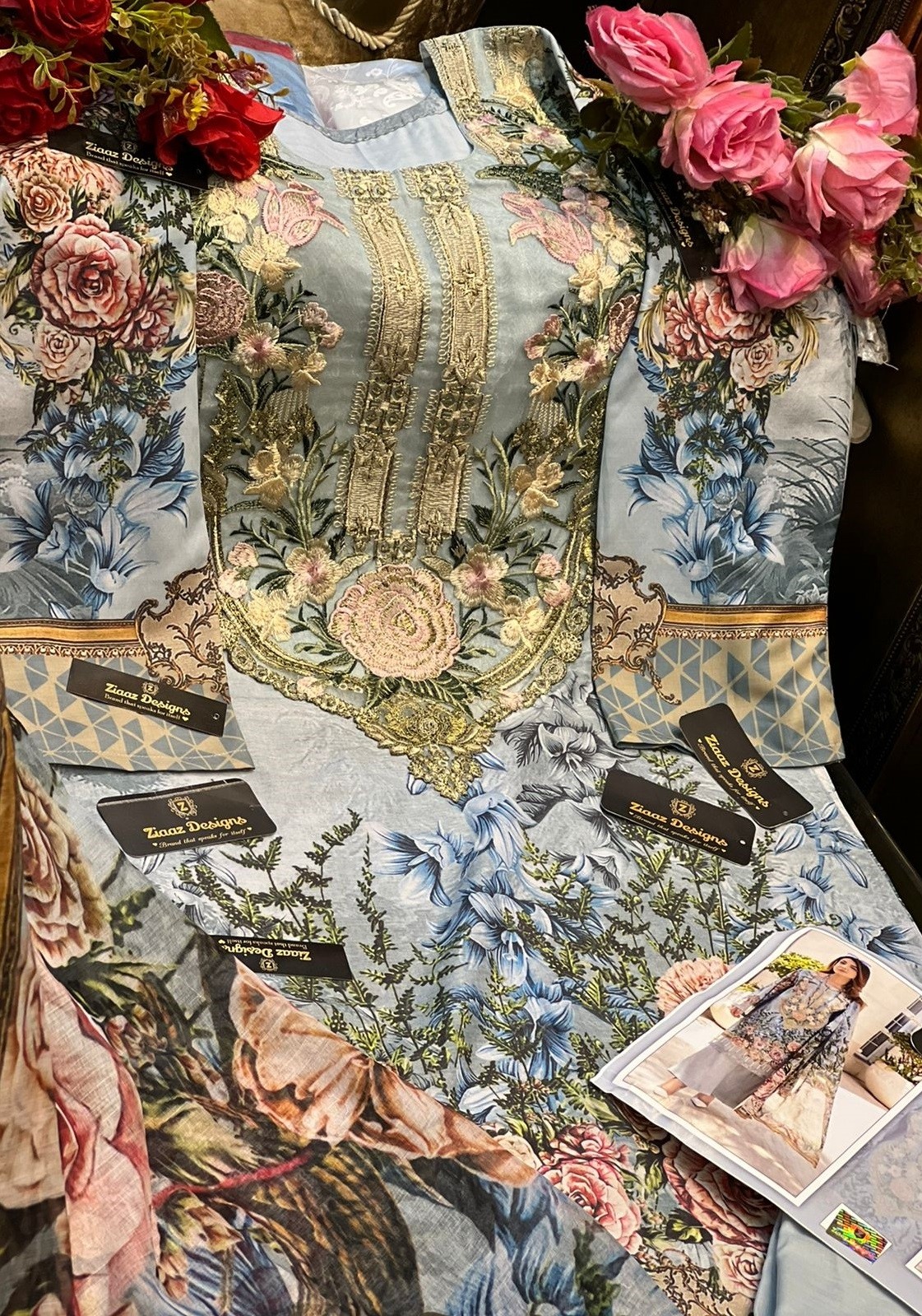 ZIAAZ DESIGNS 7773 BLISS VOL 4 SKYBLUE PAKISTANI DRESSES