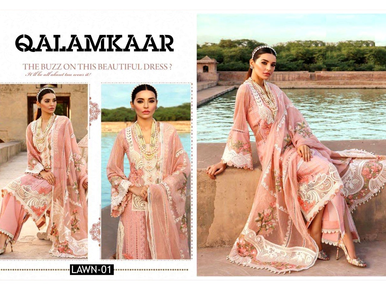 QALAMKAAR LAWN 01 HIT DESIGN PAKISTANI SUITS DEALER BY ONLINE