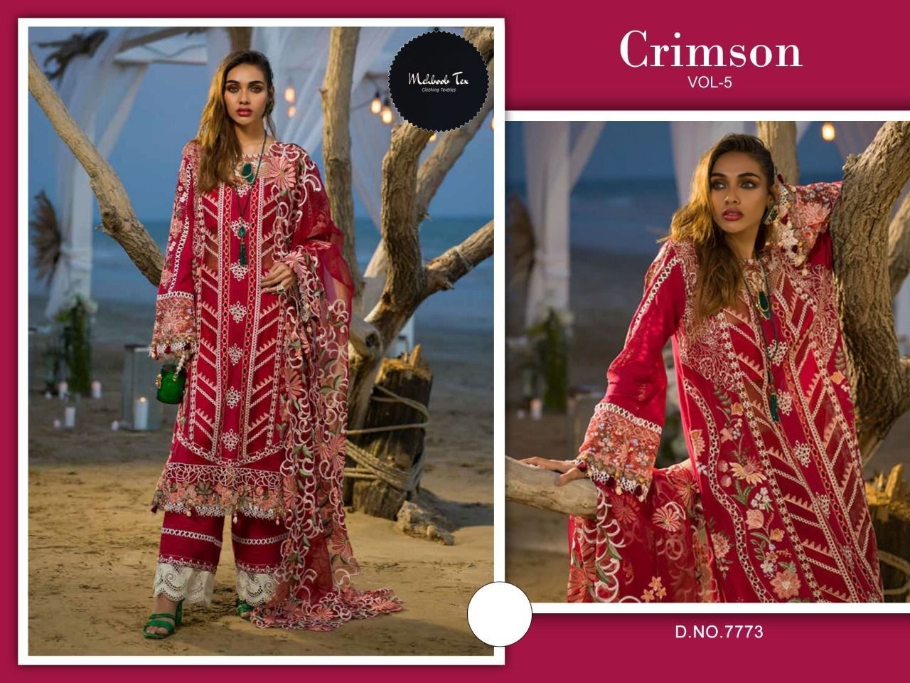 MEHBOOB TEX 7773 CRIMSON VOL 5 LATEST PAKISTANI DRESS DEALER