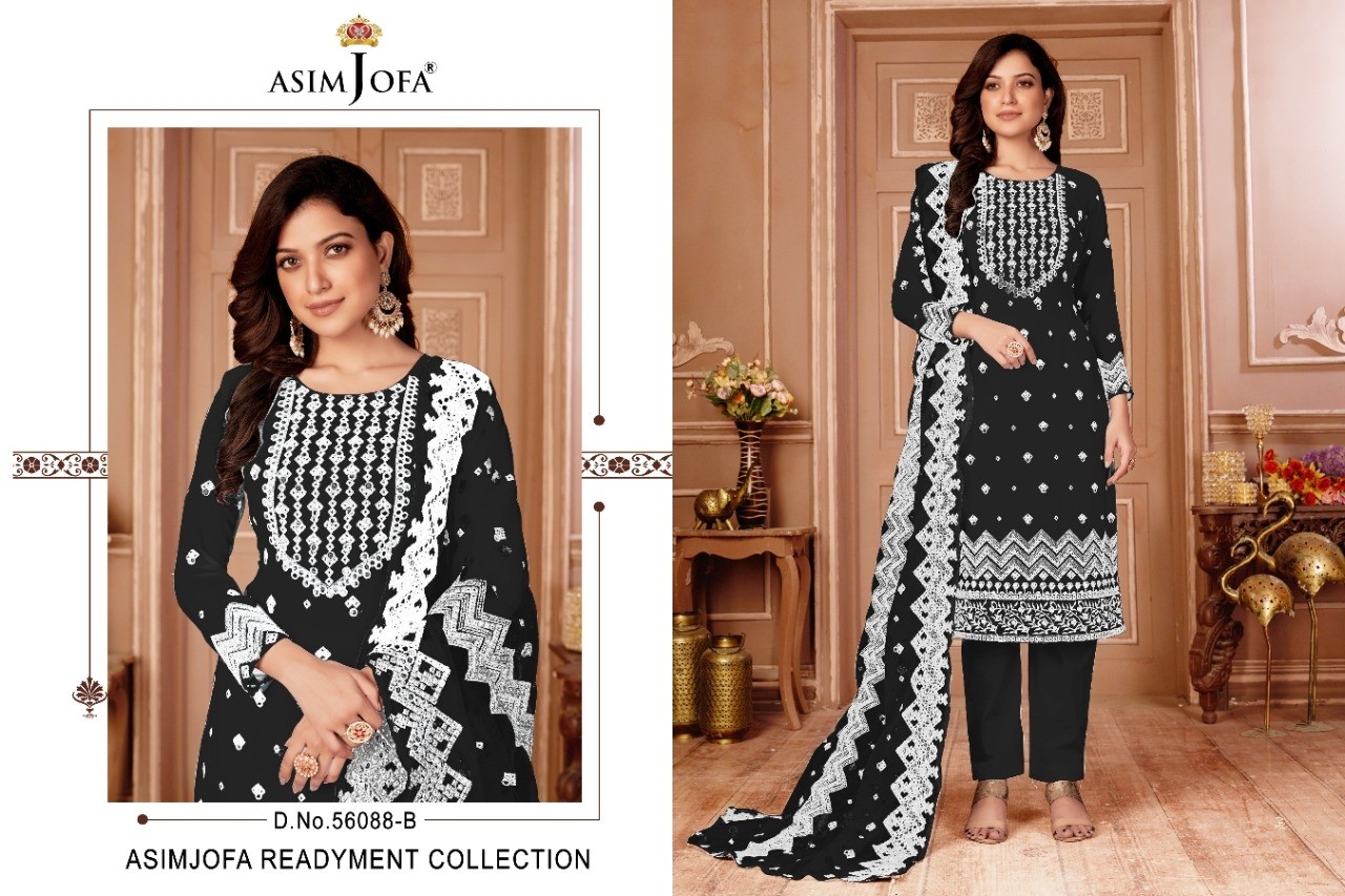 ASIM JOFA 56088 B BLACK DESIGNER KURTIS READYMADE NEW COLLECTION