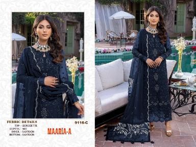 MAARIA A 9116 A TO 9116 E PAKISTANI SUITS SUPPLIER BY SINGLE
