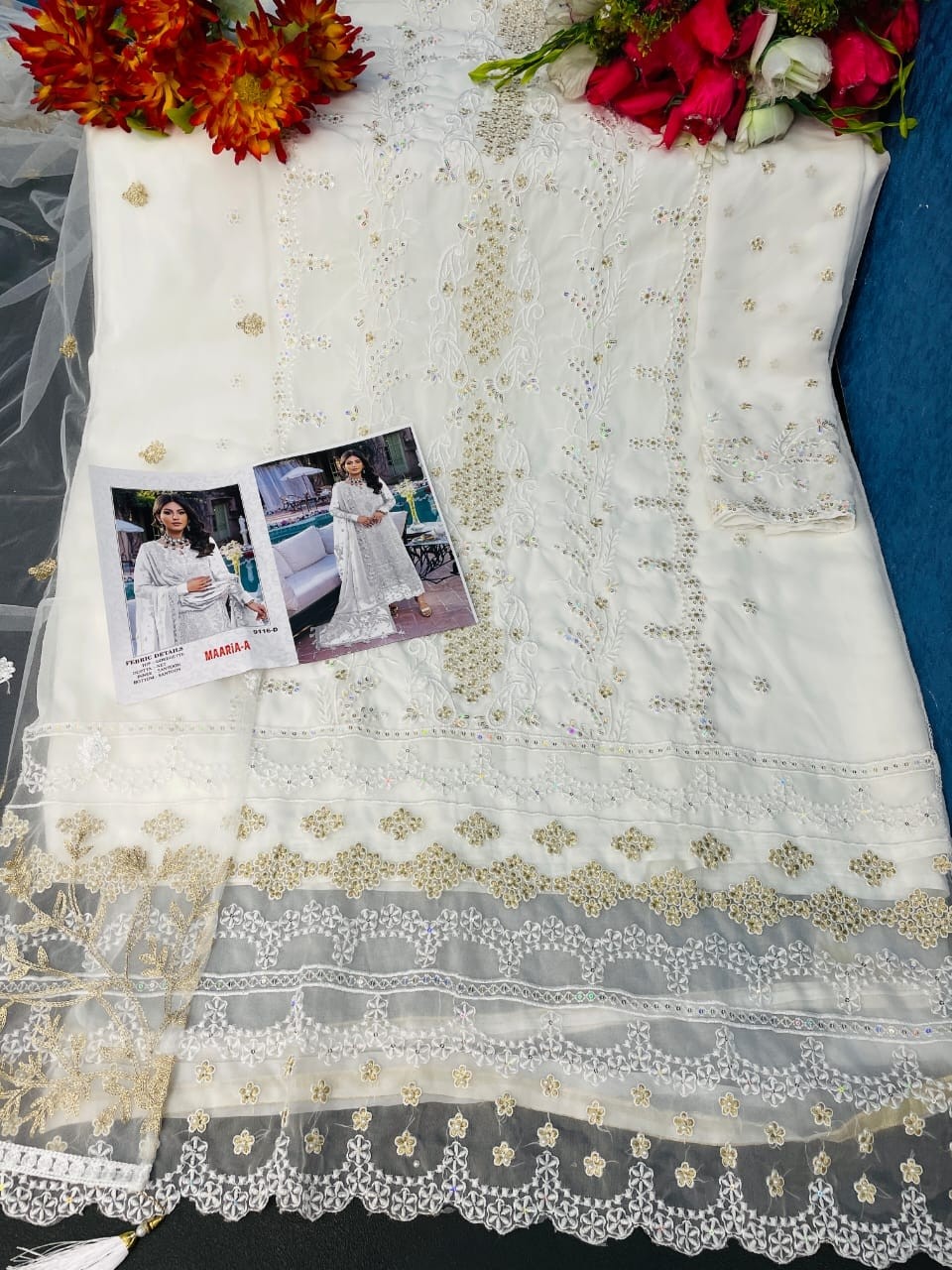 MAARIA A 9116 A TO 9116 E PAKISTANI SUITS SUPPLIER BY SINGLE