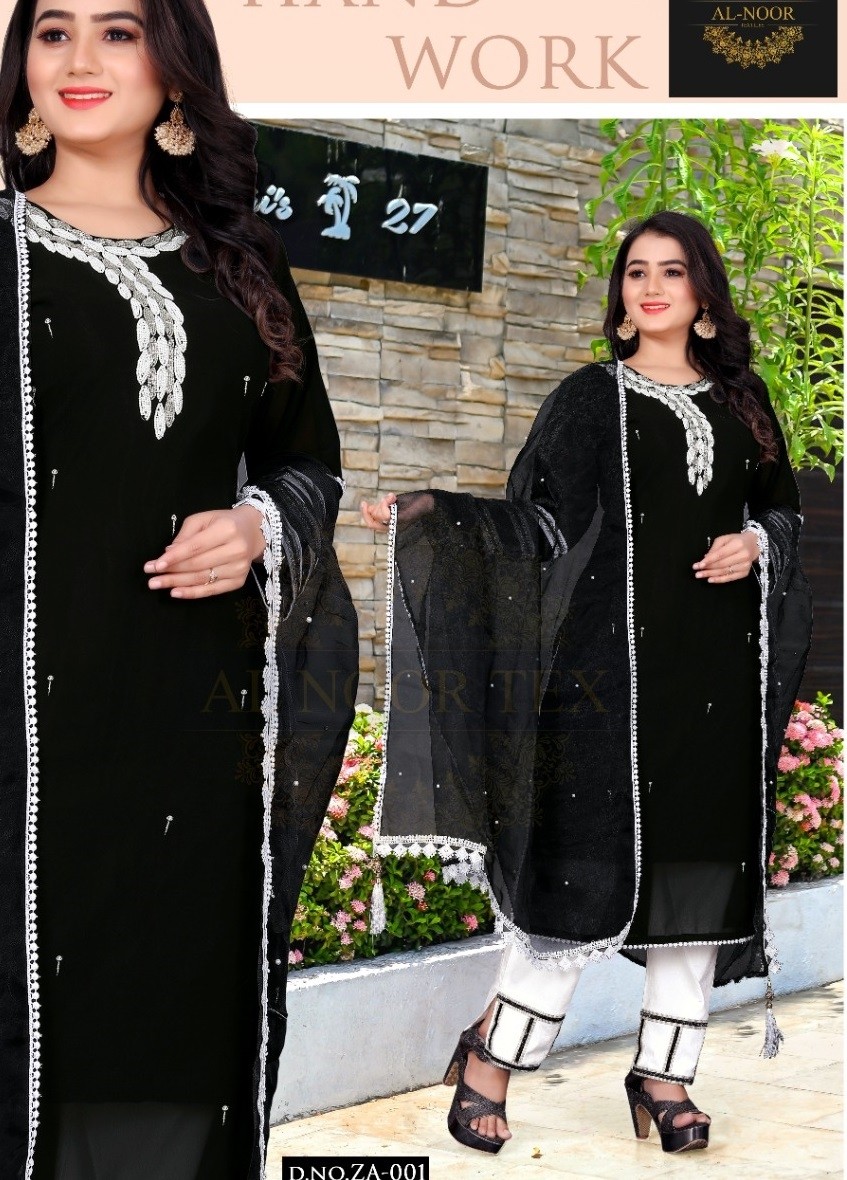 AL NOOR TEX ZA 001 BLACK COLOUR PAKISTANI KURTIS ONLINE