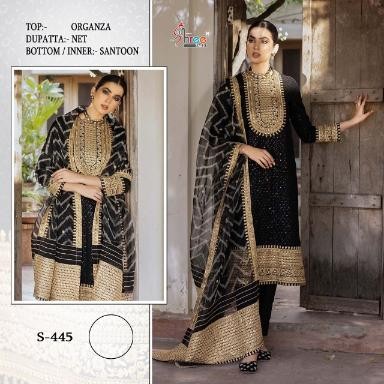 SHREE FABS S 445 BLACK PAKISTANI SUITS WHOLESALE