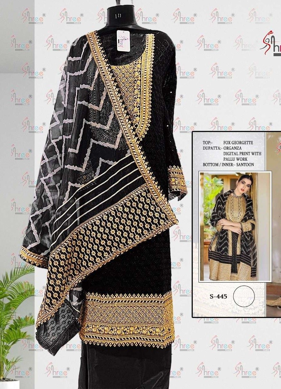 SHREE FABS S 445 BLACK PAKISTANI SUITS WHOLESALE