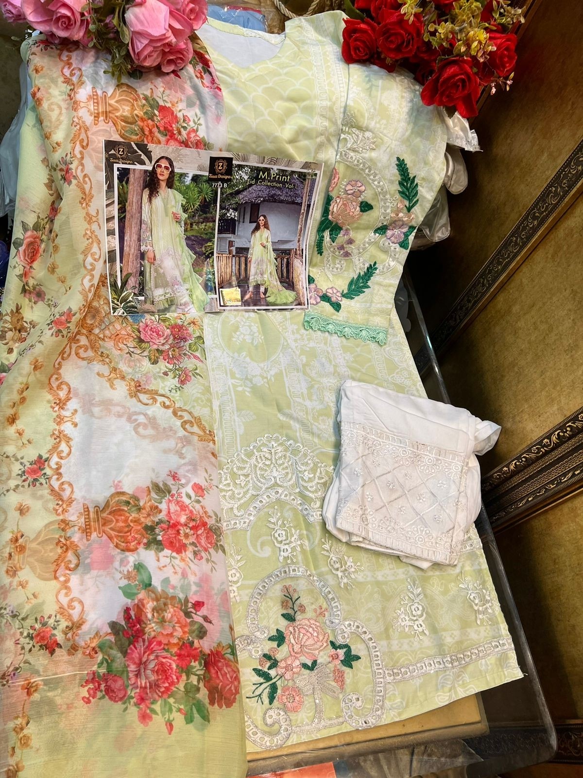 ZIAAZ DESIGNS 7773 A TO 7773 D M PRINT EID COLLECTION VOL 1 LATEST CATALOUGE PAKISTANI SUITS
