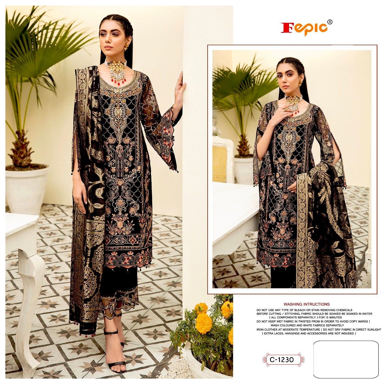 FEPIC ROSEMEEN C 1230 BLACK DRESS PAKISTANI SUITS SURAT