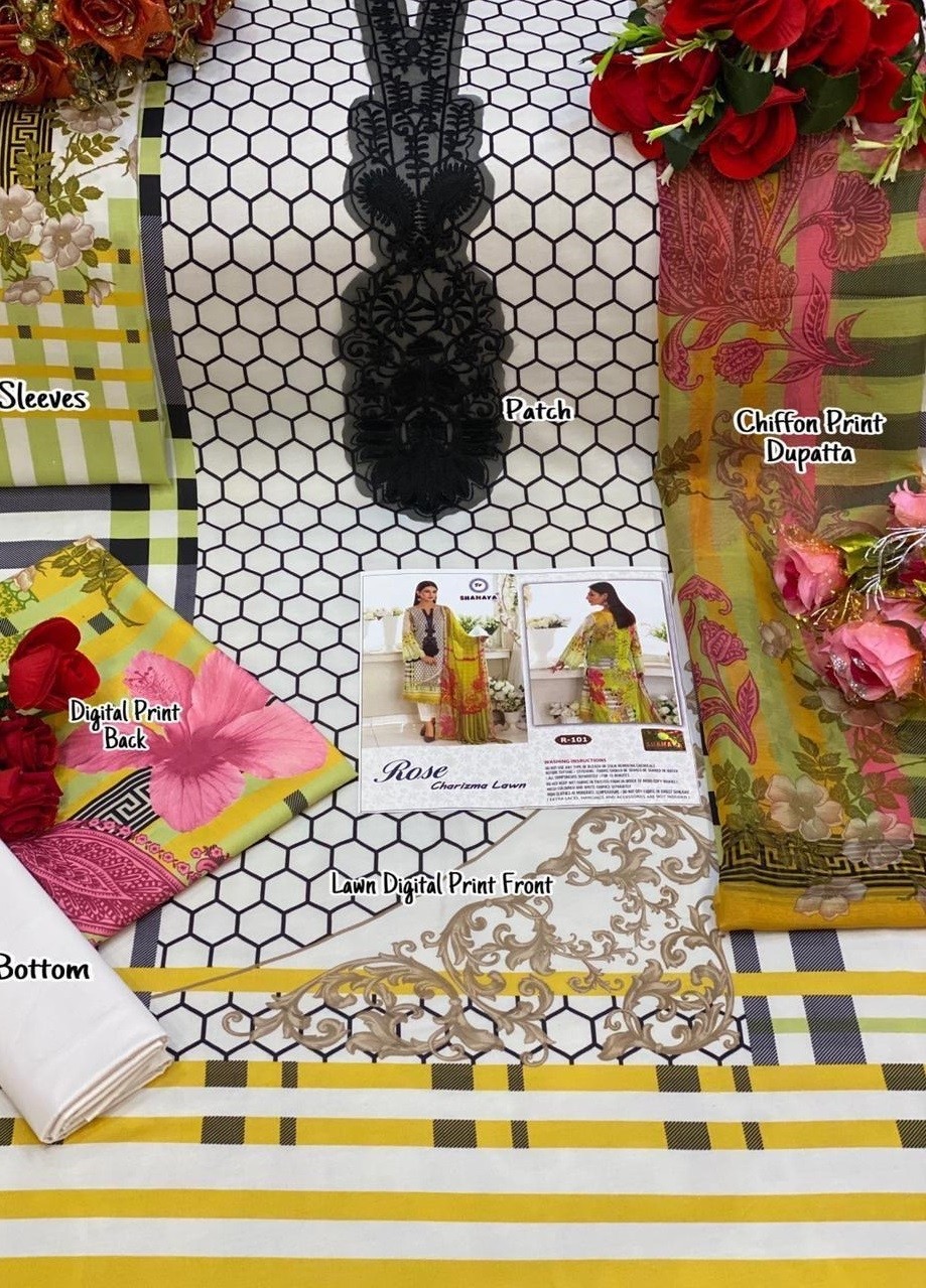 SHANAYA ROSE CHARIZMA LAWN R 101 DIGITAL PRINTED PAKISTANI SUITS