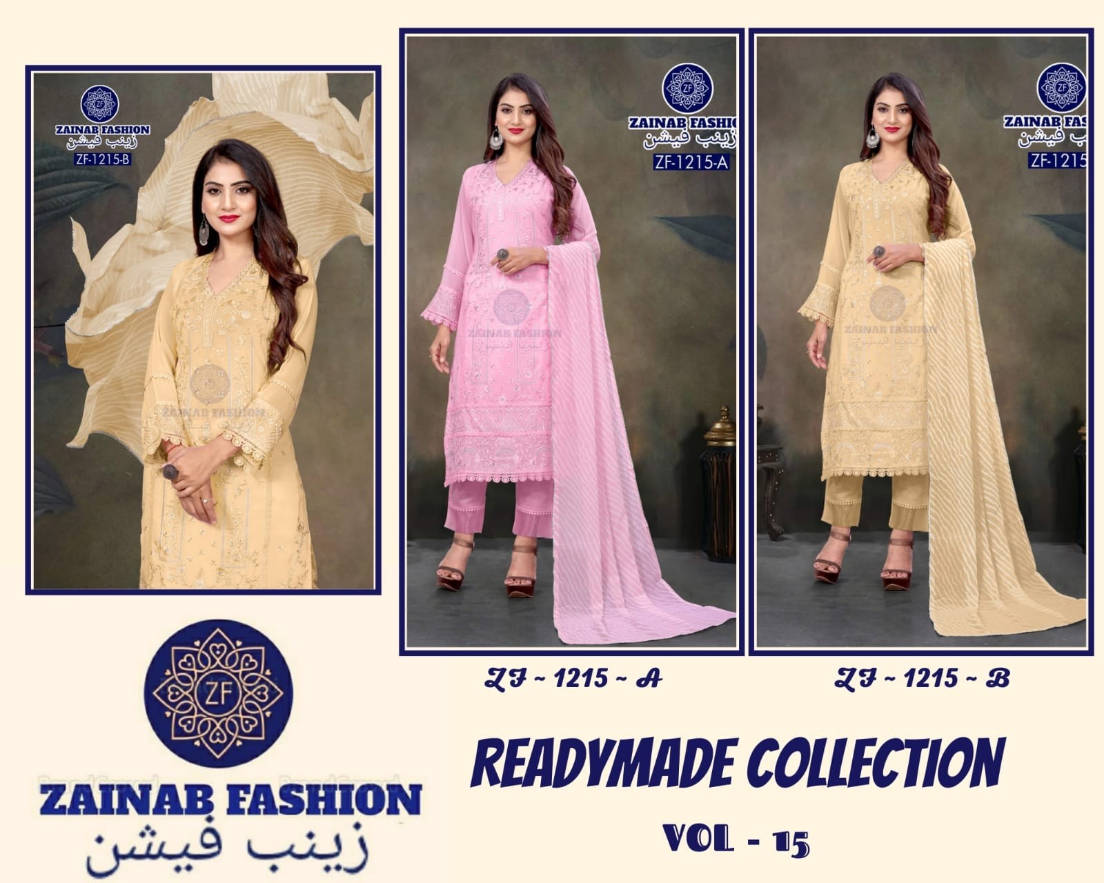 ZAINAB FASHION 1215 B READYMADE COLLECTION VOL 15 LATEST PAKISTANI KURTIS SINGLE