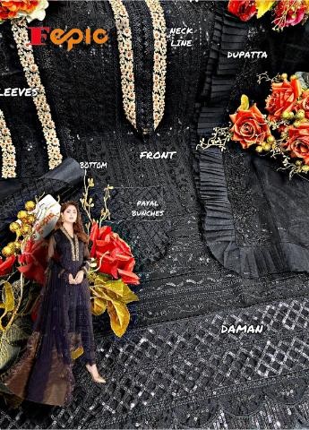 FEPIC ROSEMEEN C 1232 BLACK PAKISTANI SALWAR SUITS ONLINE