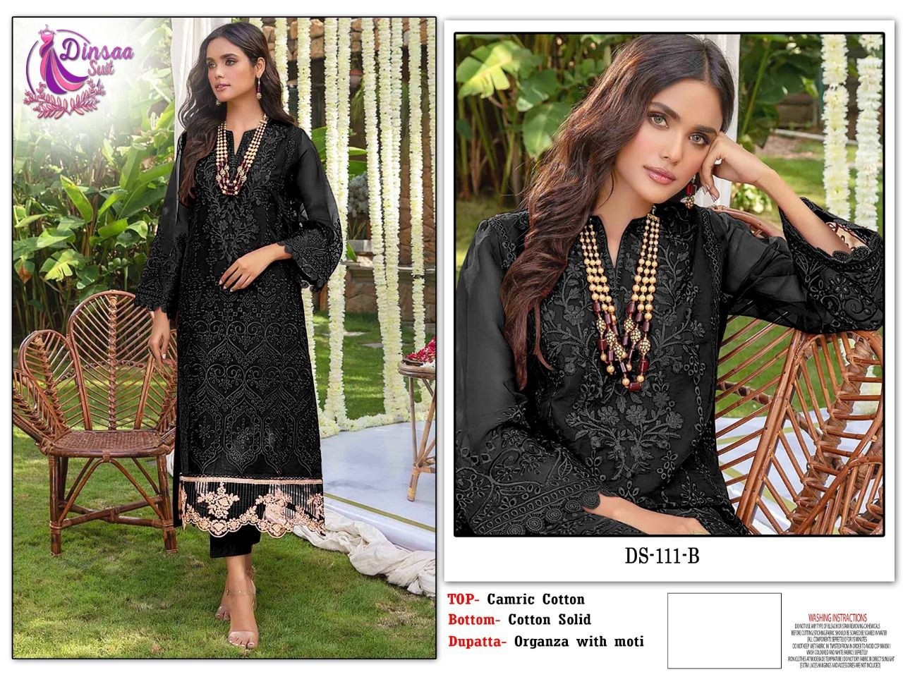 DINSAA SUIT DS 111 B BLACK PAKISTANI SALWAR KAMEEZ NEW CATALOGUE 