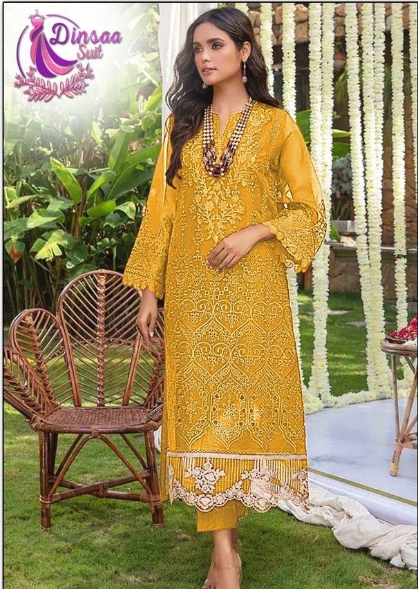 DINSAA SUIT DS 111 C YELLOW PAKISTANI SALWAR KAMEEZ