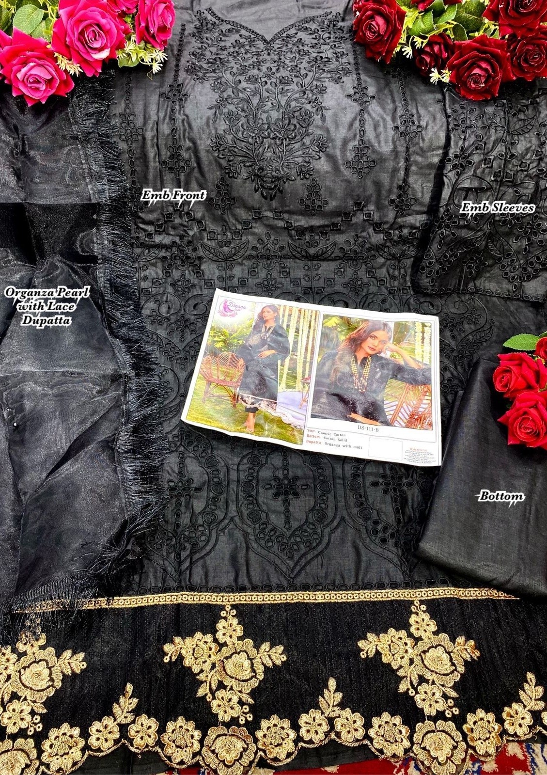 DINSAA SUIT DS 111 B BLACK PAKISTANI SALWAR KAMEEZ NEW CATALOGUE 