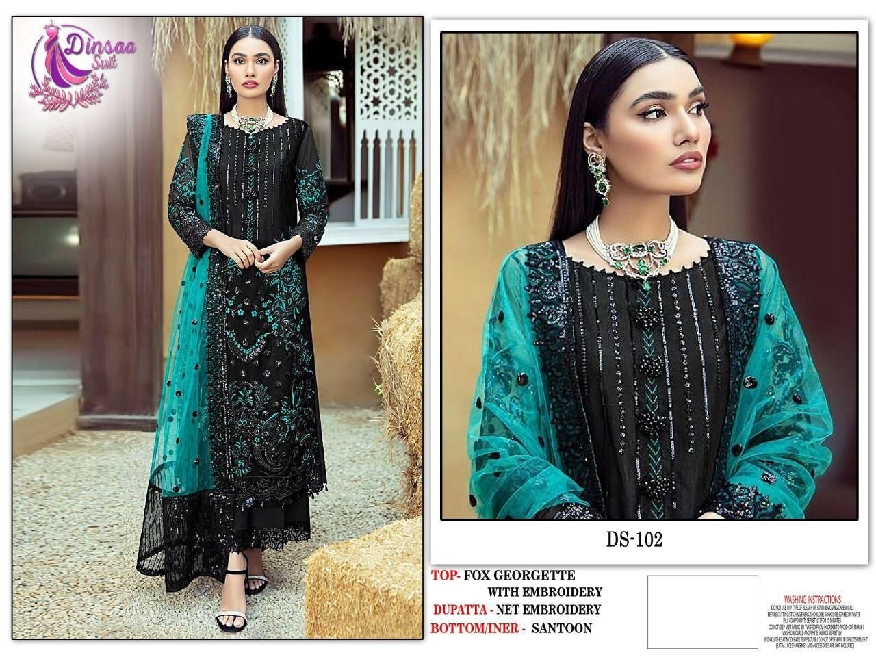 DINSAA SUIT DS 102 WHOLESALE PAKISTANI DRESS 