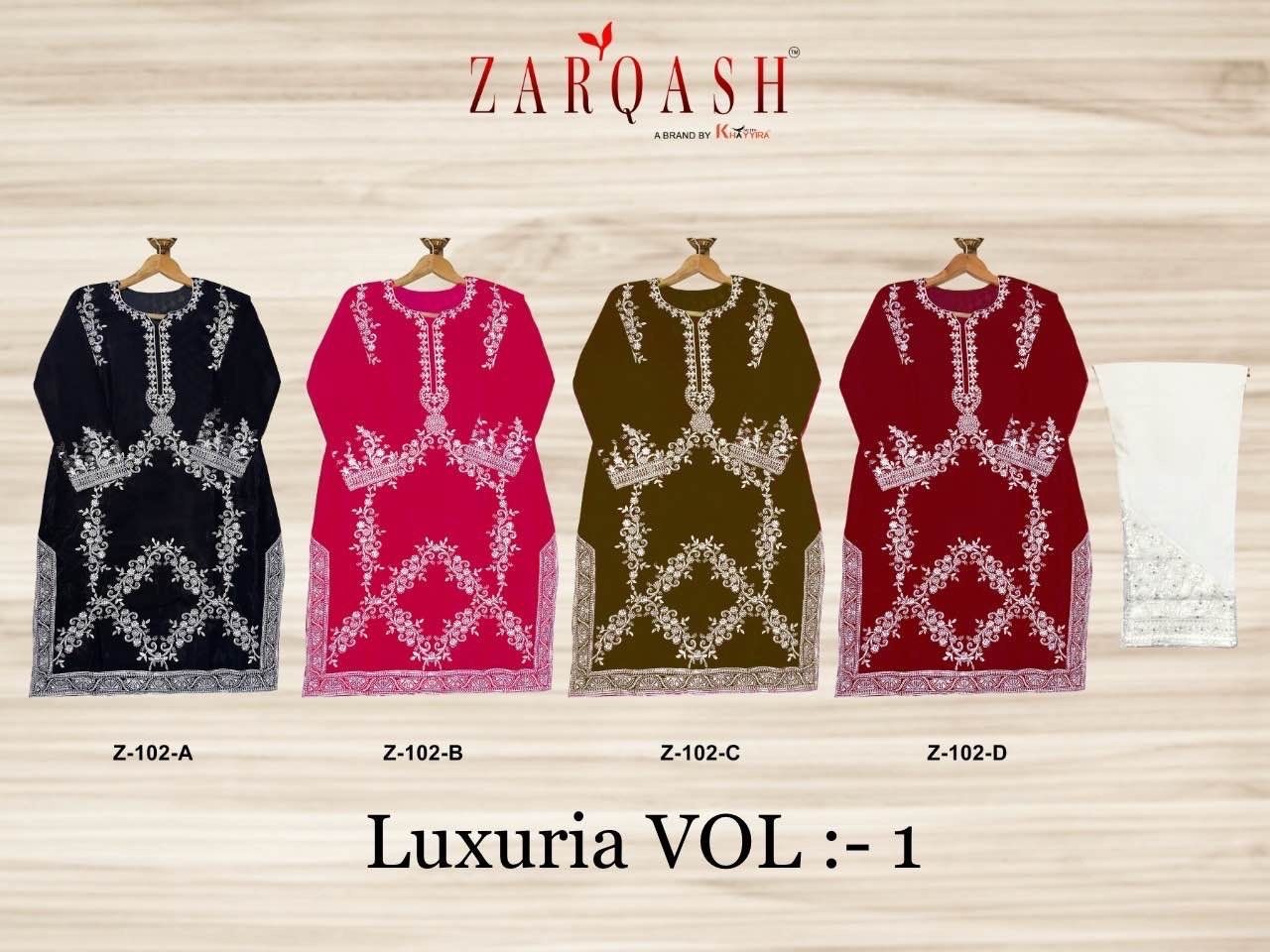 ZARQASH Z 102 C LUXURIA VOL 1 PAKISTANI KURTIS SUPPLIER IN SURAT
