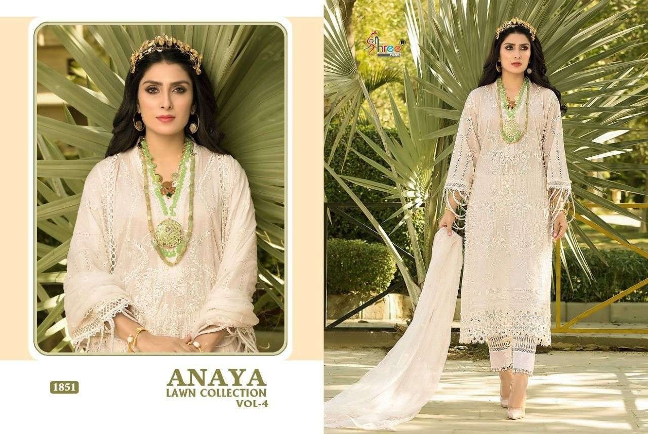 SHREE FABS 1851 ANAYA LAWN COLLECTION VOL 4 PAKISTANI PRINTED SUITS SINGLE