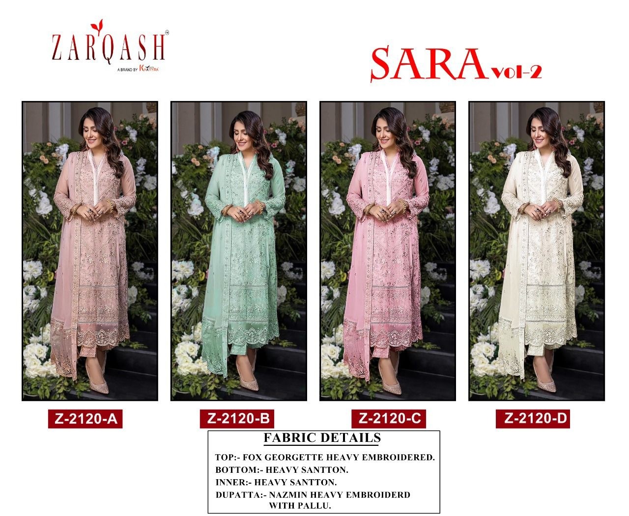 ZARQASH SARA VOL 2 Z 2120 B STYLISH DRESS SALWAR KAMEEZ WITH PRICE