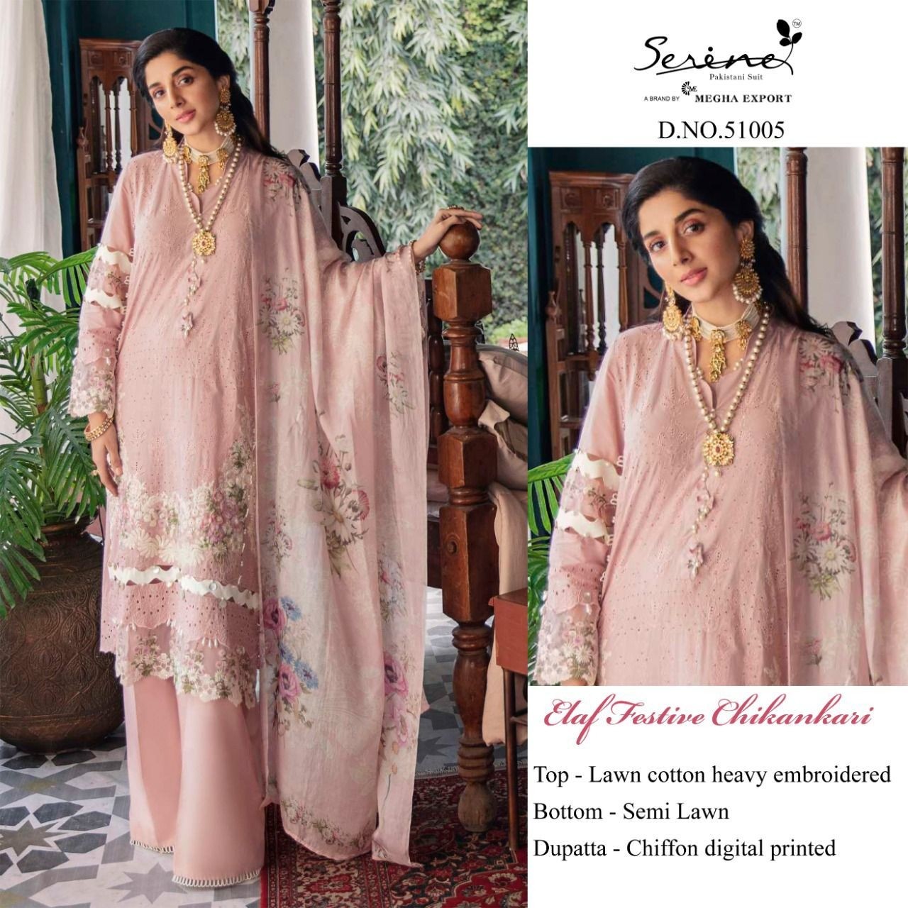 SERINE ELAF FESTIVE CHIKANKARI 51001 TO 51005 STYLISH PAKISTANI SUITS SINGLE