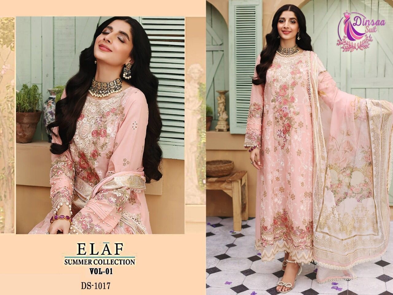 DINSAA SUIT DS 1017 ELAF SUMMER COLLECTION VOL 1 DESIGNER SUITS SURAT