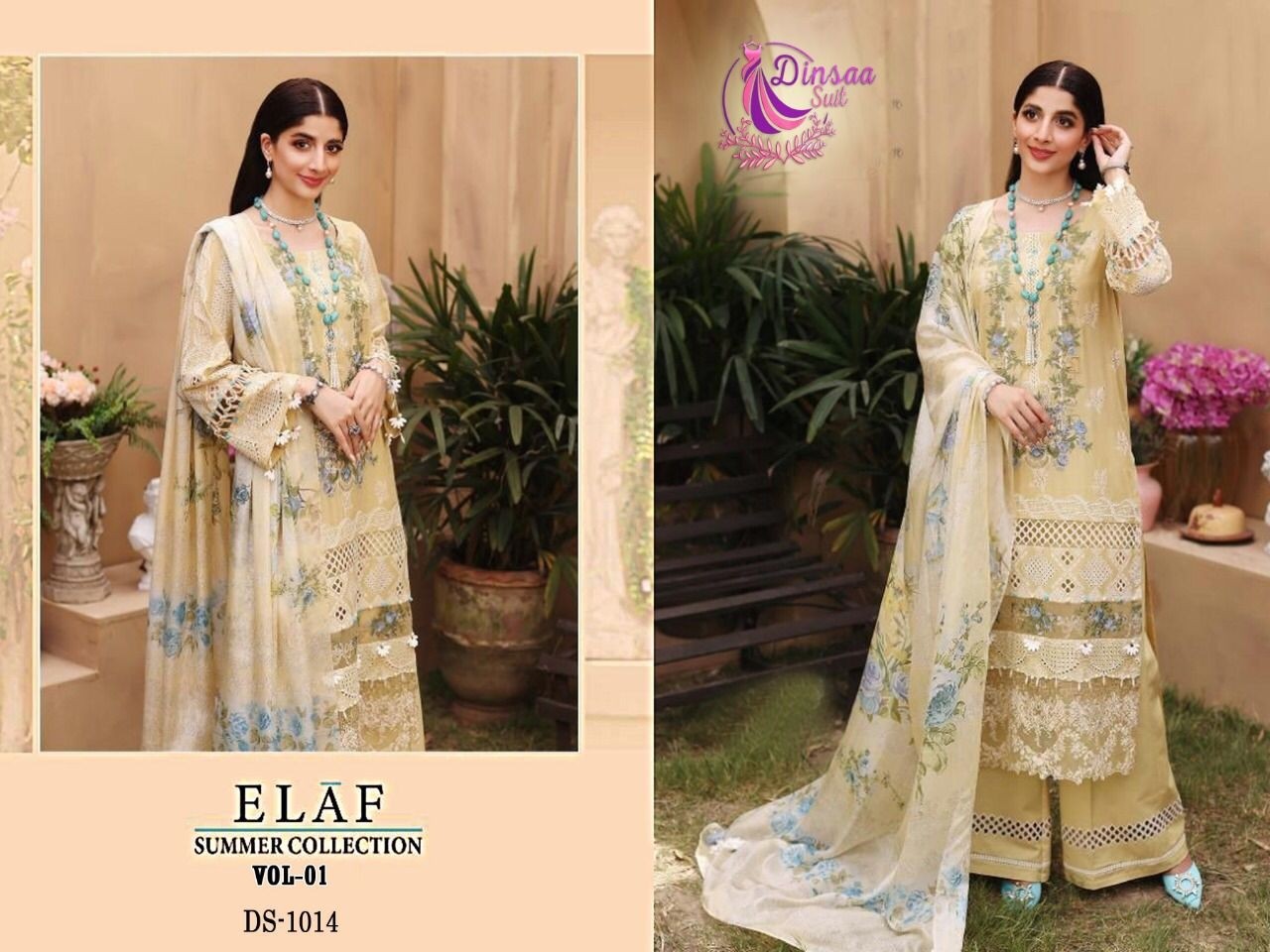 DINSAA SUIT DS 1014 ELAF SUMMER COLLECTION VOL 1 DESIGNER SUITS