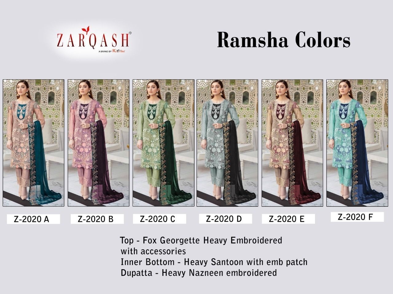 ZARQASH RAMSHA COLORS Z 2020 A SALWAR KAMEEZ SUPPLIER
